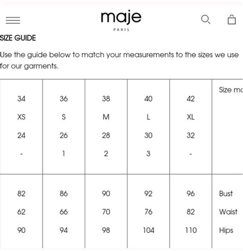 maje|maje size chart.